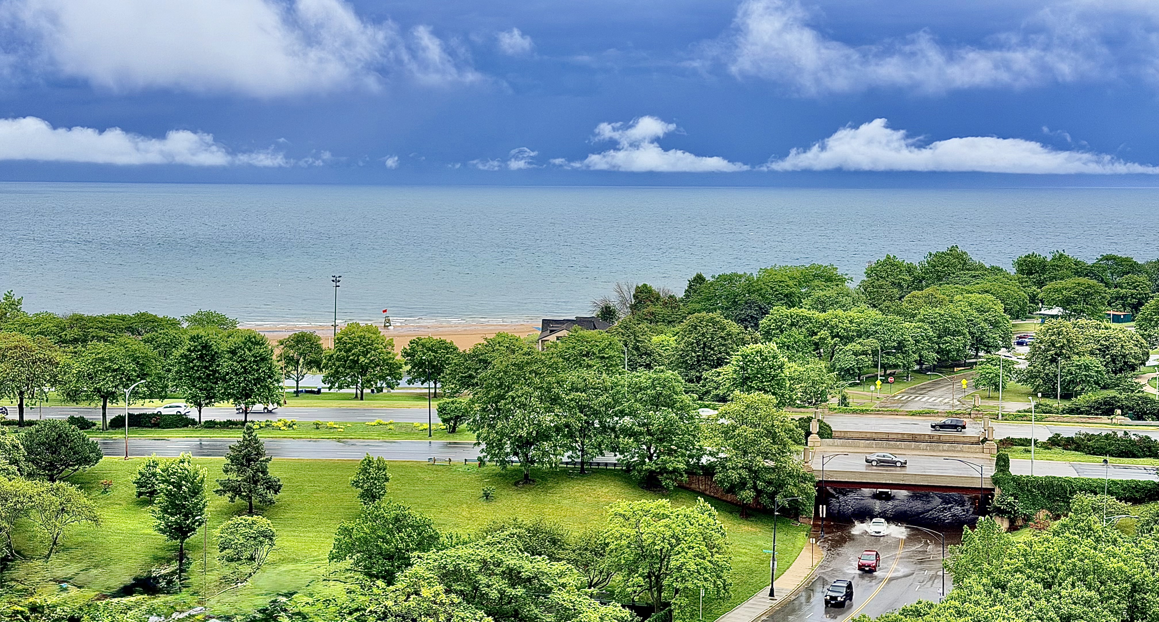 Flooded Foster Ave under Lake Shore Drive